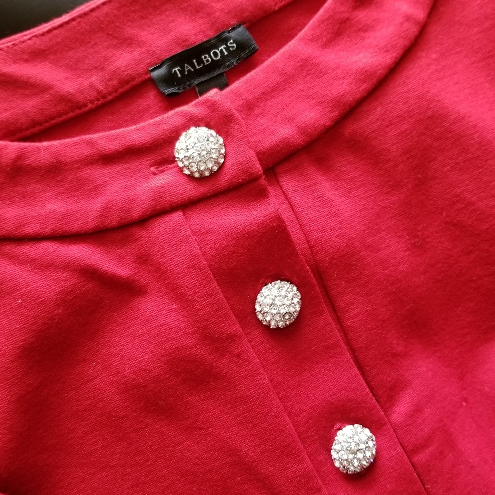 Talbots Crystal Button Top Small - image 2